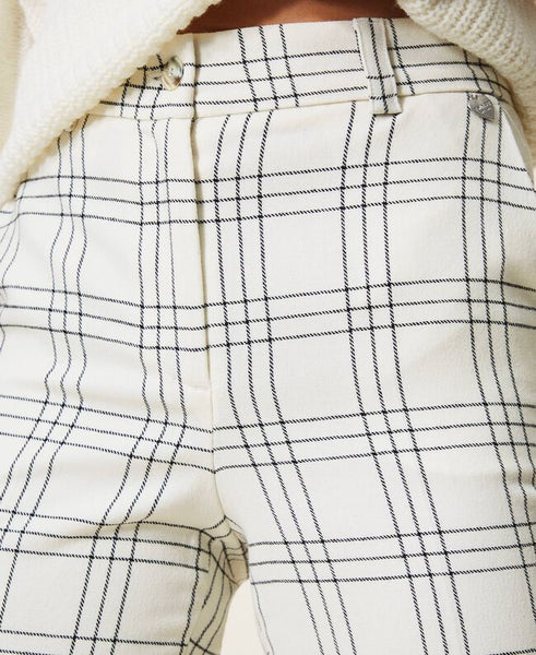 Pantaloni cropped in misto lana check