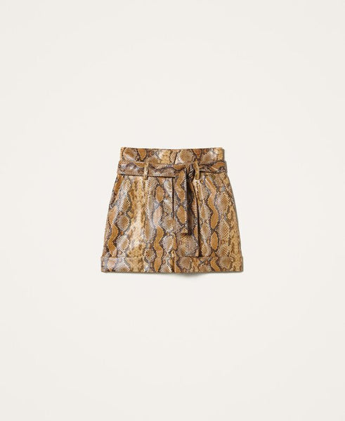 Shorts in similpelle animalier