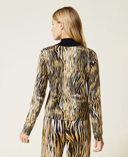 Maglia lupetto con stampa animalier