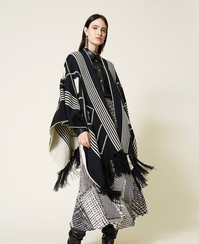 Poncho jacquard reversibile