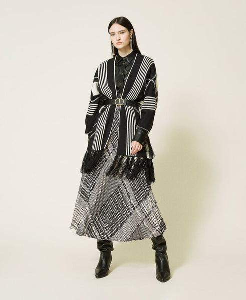 Poncho jacquard reversibile