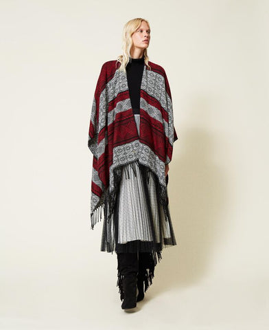 Poncho in panno jacquard