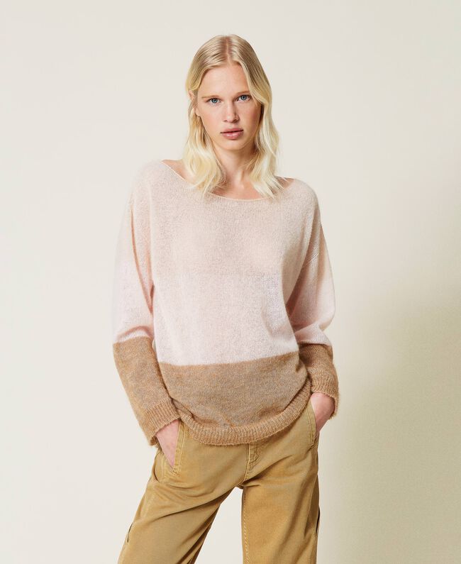 Maglia in misto mohair color block