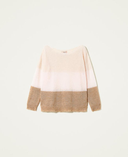 Maglia in misto mohair color block