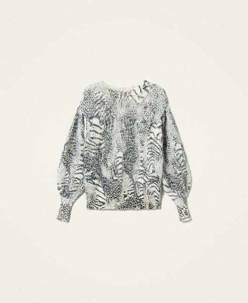 Maglia traforata in misto mohair animalier