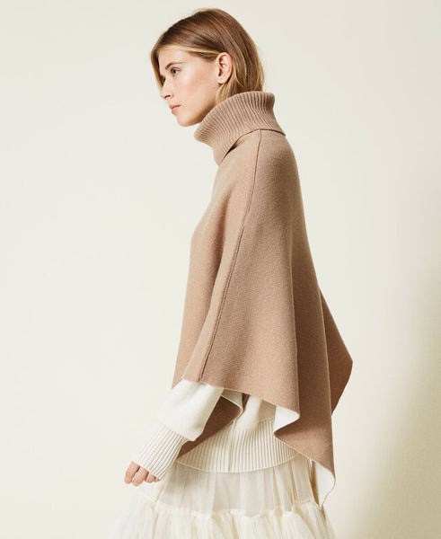 Poncho in misto lana merino 'responsible wool'