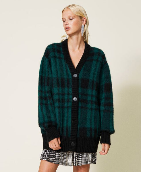 ⚡Cardigan in misto mohair check