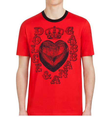 Jersey t-shirt with heart and DG crown print